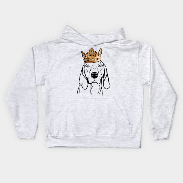 American English Coonhound Dog King Queen Wearing Crown Kids Hoodie by millersye